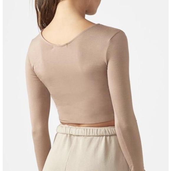 Joah Brown Nude Scoop Neck Long Sleeve Sienna S/M subtle shine - Picture 2 of 7